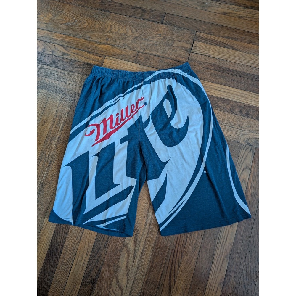 Miller Lite Beer Men's Lounge Shorts Logo Print Long Boxers Blue White XXL